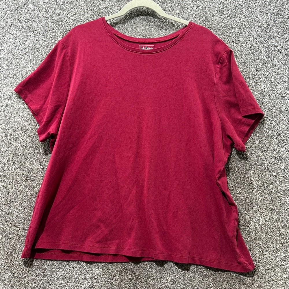 LL Bean Short Sleeve Tshirt Womens 3X Red 100% Cotton Casual Capsule Relaxed